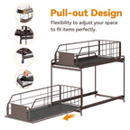 Set of 2 Under Sink Organizers -2-Tier Pull-Out Sliding Basket Storage Shelves
