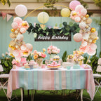8ft Round Gold Balloon Arch Stand, Metal Circle Backdrop Frame for Wedding & Birthday Party