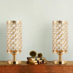 Luxury Gold K9 Crystal Table Lamp, Modern Decorative Nightstand Lamp with Hollow Metal Base for Bedroom