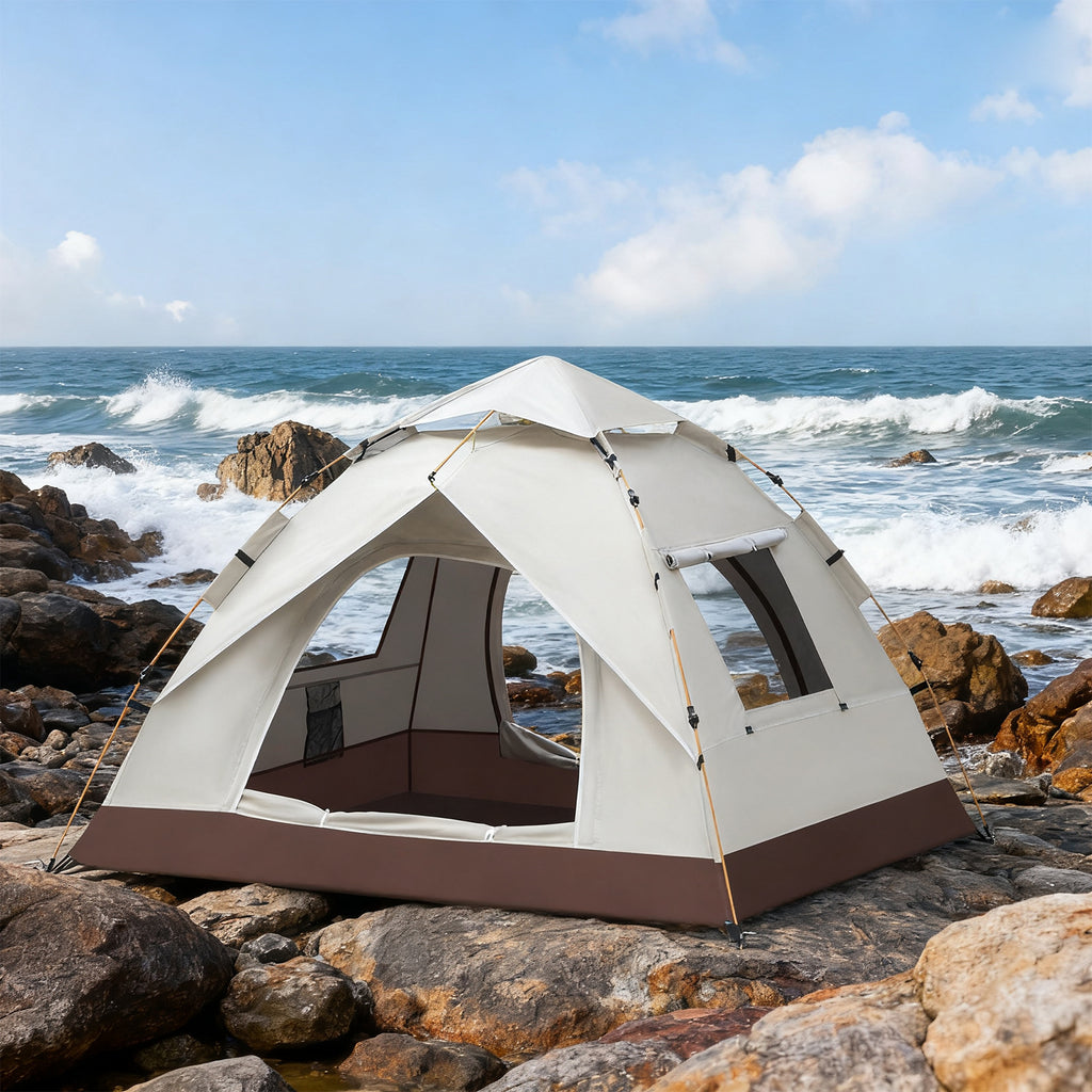 4-Person Automatic Pop-Up Camping Tent, Waterproof Lightweight Outdoor Tent for Backpacking & Beach