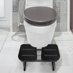 Wooden Toilet Stool for Adults, Foldable Squatting Potty Stool for Bathroom, Poop Step Stool with Non-Slip Strip, Helps Natural Poop Position & Toilet Assistance, Natural Color, Black