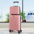 2pcs 20 inch+14 inch Lightweight Hardside Luggage Set, Spinner Suitcase Carry-On + Checked Bag, TSA Lock, Airline Approved, Durable Travel Luggage for Women & Men, Pink