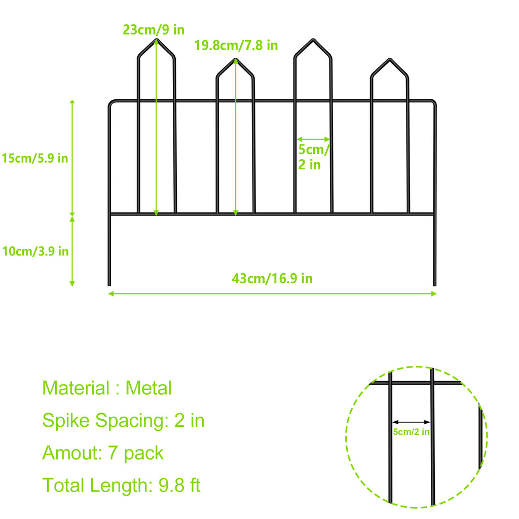 7/18 Pack Decorative Garden Fence 16.9in (H), Rustproof Landscape Wrought Iron Metal Wire Border Animal Barrier for Dog, No Dig Fencing, Flower Bed Edging for Yard Patio Outdoor Decor