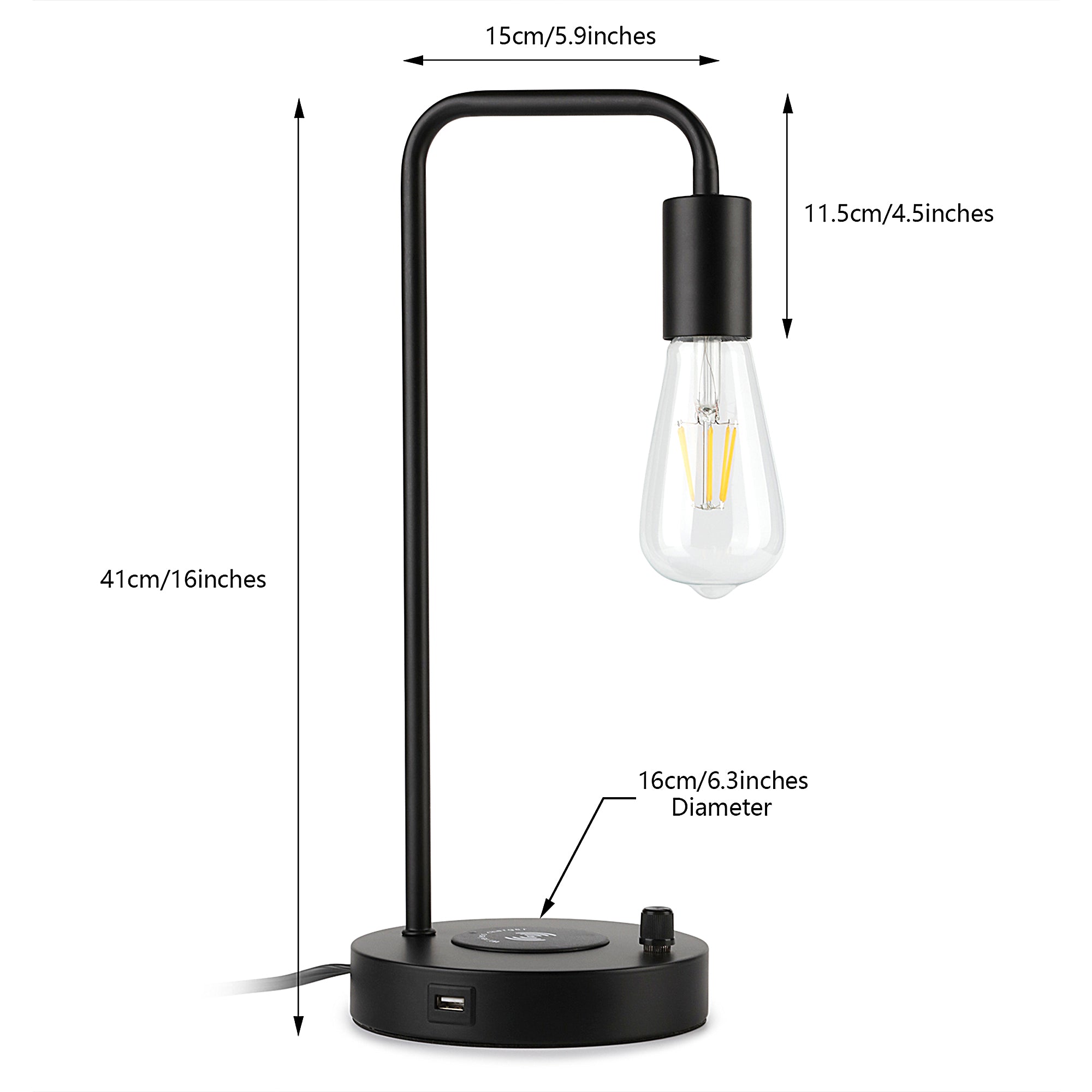 Integrated Bedside Table Lamp with Wireless Charging Station and USB Port, Versatile Desktop Lighting for Bedrooms, Offices, and Dormitories