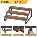 4-Piece 3-Tier Expandable Bamboo Spice Rack - Stackable Step-Style Pantry Organizer - Space-Saving Countertop Display Stand for Kitchen & Cabinets