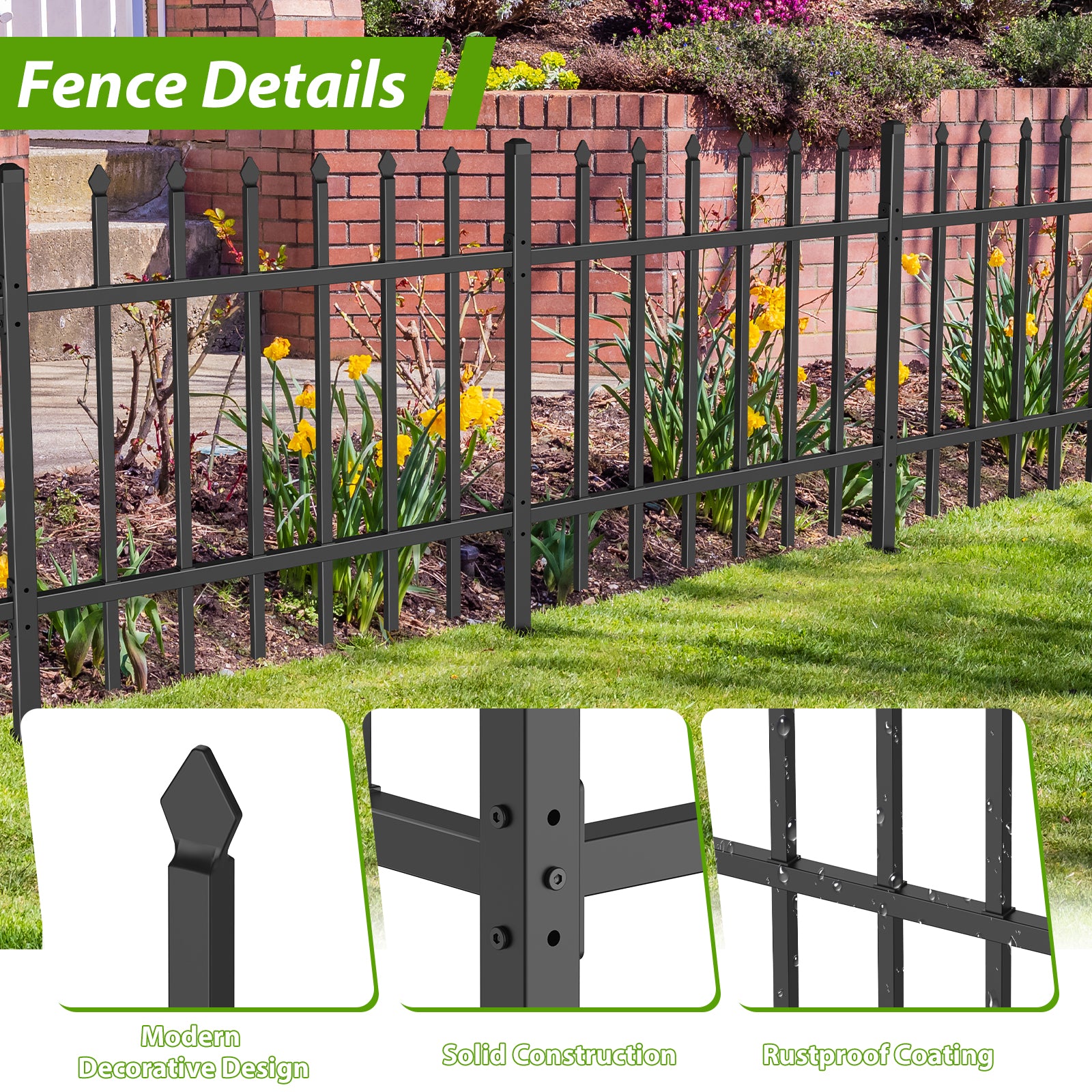 3-Panel Decorative Garden Fence & Animal Barrier
