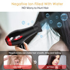 Professional Ion Salon Hair Dryer, Hair Dryer, Powerful 1875W Anion Quick Drying Hair Dryer, Ion Conditioning, AC Motor Low Noise Hair Dryer, 2 Speed/3 Heat Setting - Black Red