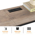 Modern Console Table with Charging Station, Outlet & Hooks - Narrow Long Entryway Table for Living Room, Foyer, Corridor (Skinny Couch Table Behind Sofa)