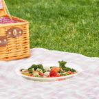 50-Piece White Round Disposable Lunch Plates - Microwave Safe Plastic Serving Trays - Heavy Duty Party Supplies for Events