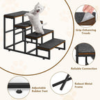 4-Step Pet Stairs for High Beds - Dog Stairs/Steps for Small to Medium Dogs, Cats & Puppies, Brown