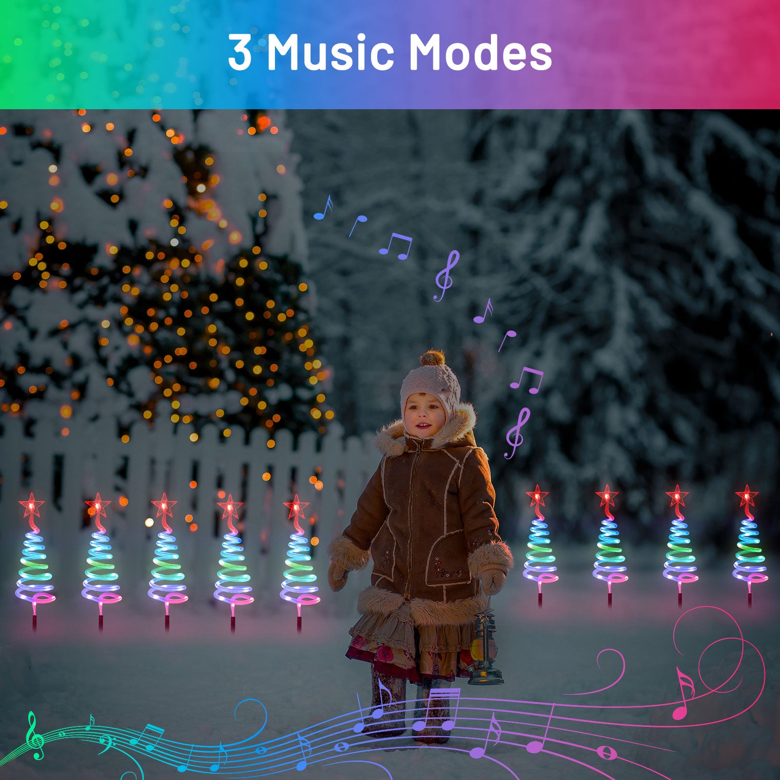 8 Pack Smart Christmas Pathway Lights Outdoor, RGBW App Control Landscape Lights, Sync to Music