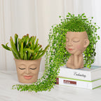 2-Pack Face Planter Pots with Drainage Hole - Cute Lady Head Succulent Pots for Indoor/Outdoor Decor