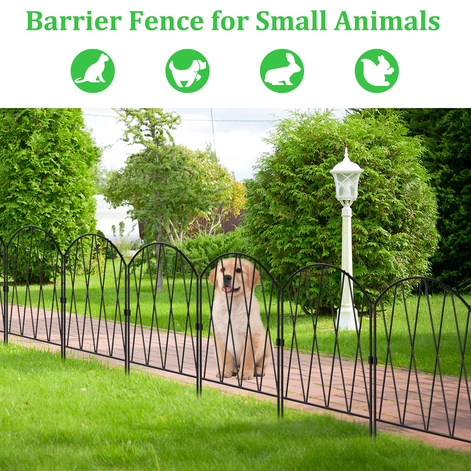 Set of 10 Ornamental Yard Fencing Panels, 15.9in Arched Metal Garden Border, Rust-Resistant Animal Deterrent and Flower Bed Barrier for Outdoor Landscaping and Patio Edging