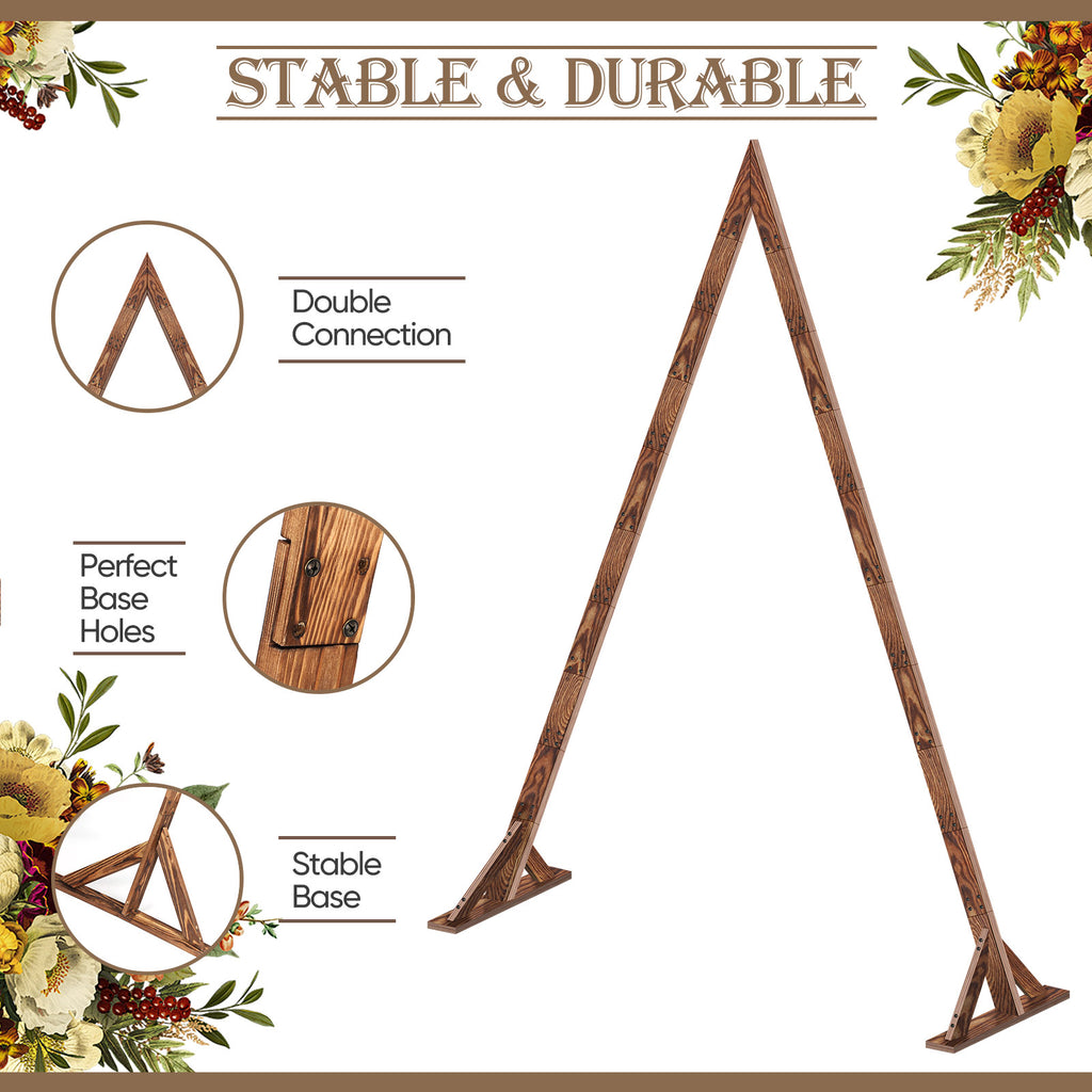 10.2ft Wooden Triangle Wedding Arch, Rustic Farmhouse Triangle Garden Arch Stand, Heavy Duty Wooden Arbor Frame for Wedding Ceremony, Bridal Shower, Birthday Party, Proposal, Indoor & Outdoor Decor