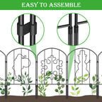 10-Panel Christmas Pattern Garden Fence - 10.4FT Metal Landscape Border with Festive Silhouettes