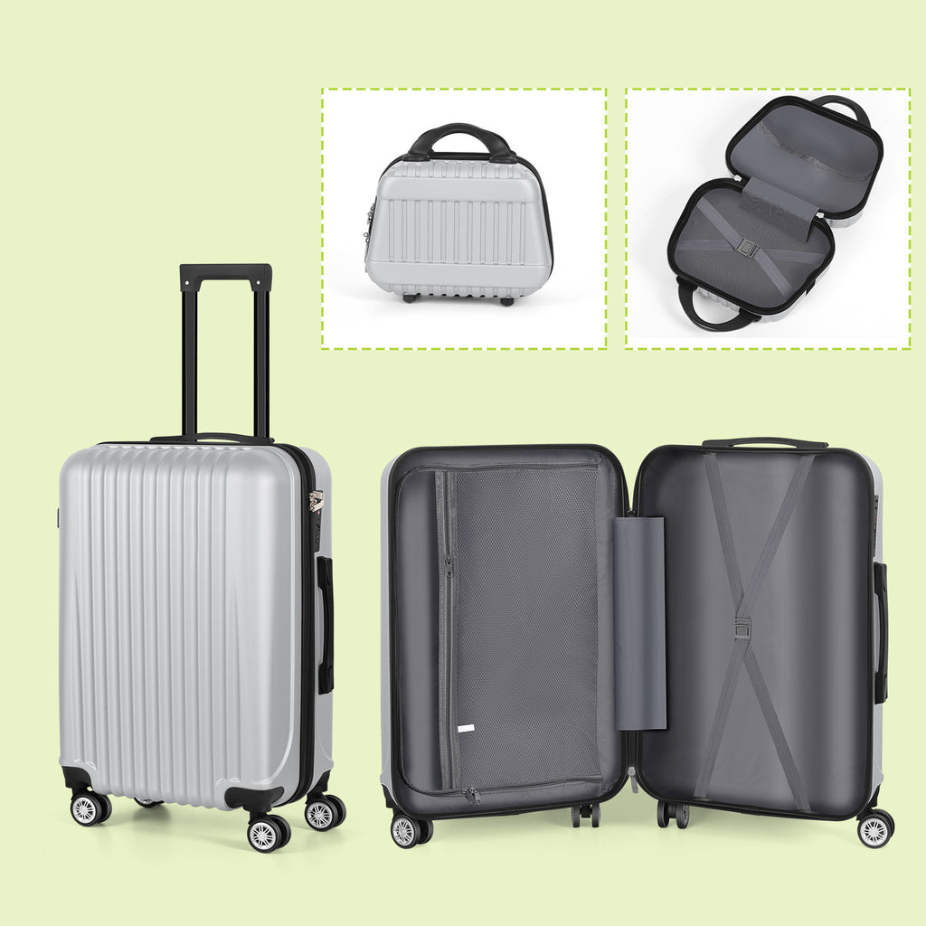 5-Piece Luggage Set, Durable Hardshell, Spinner Wheels, Telescoping Handle, Lightweight Suitcase Combo For Women, 12/14/20/24/28inch Suitcase, Black/Brown/Silver/Rose Gold
