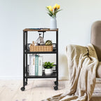 3-Tier Tall End Table with Charging Station - Sofa Side Table with USB Ports and Power Outlets, Rustic Brown