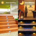 8-Pack Solar Powered Step Lights, Warm Glow Outdoor Lighting for Garden and Patio Stairs