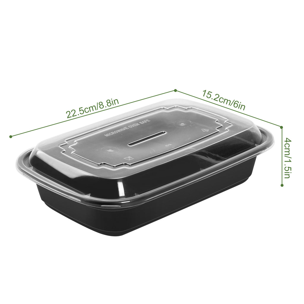 50-Pack 1-Compartment Meal Prep Containers - 32oz Reusable Plastic Bento Boxes with Lids - Microwave, Freezer & Dishwasher Safe