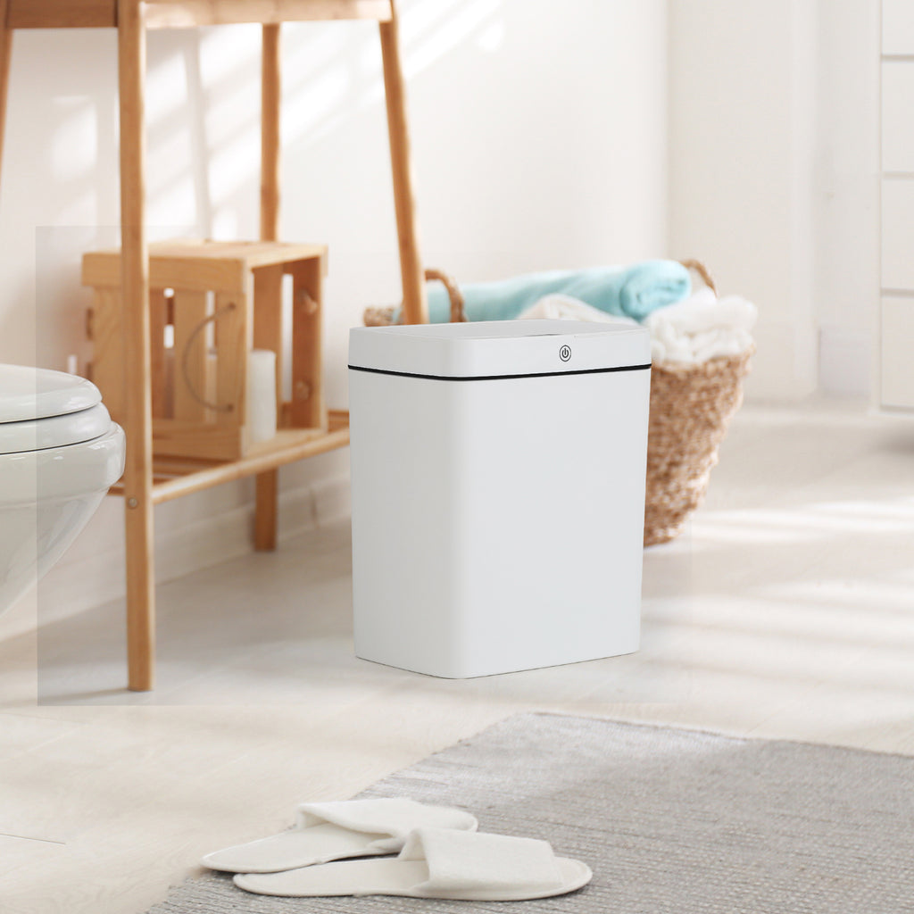 3-Mode Intelligent Sensor Trash Can - Automatic Touchless Garbage Bin with Battery Operation - Modern White Wastebasket for Bedroom & Bathroom