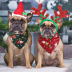 2-Pack Christmas Pet Bandanas - Reversible Cotton Triangle Neckwear for Dogs and Cats - Holiday Costume Accessories
