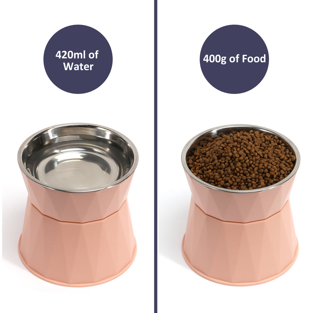 Detachable Blue Raised Pet Bowls - Double Layer Stainless Steel Elevated Feeder for Cats & Small Dogs, Spine Protection