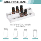 Set of 2 Essential Oil Storage Racks, 2-Tier White-Wash Wooden Display Holders for 5/10/15/20ml Bottles, Nail Polish Organizer