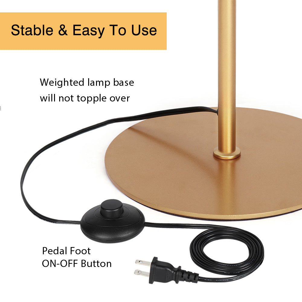 Modern 3-Globe Floor Lamp - Minimalist Gold Metal Industrial Standing Lamp - Elegant Tall Pole Light with Weighted Base for Living Room