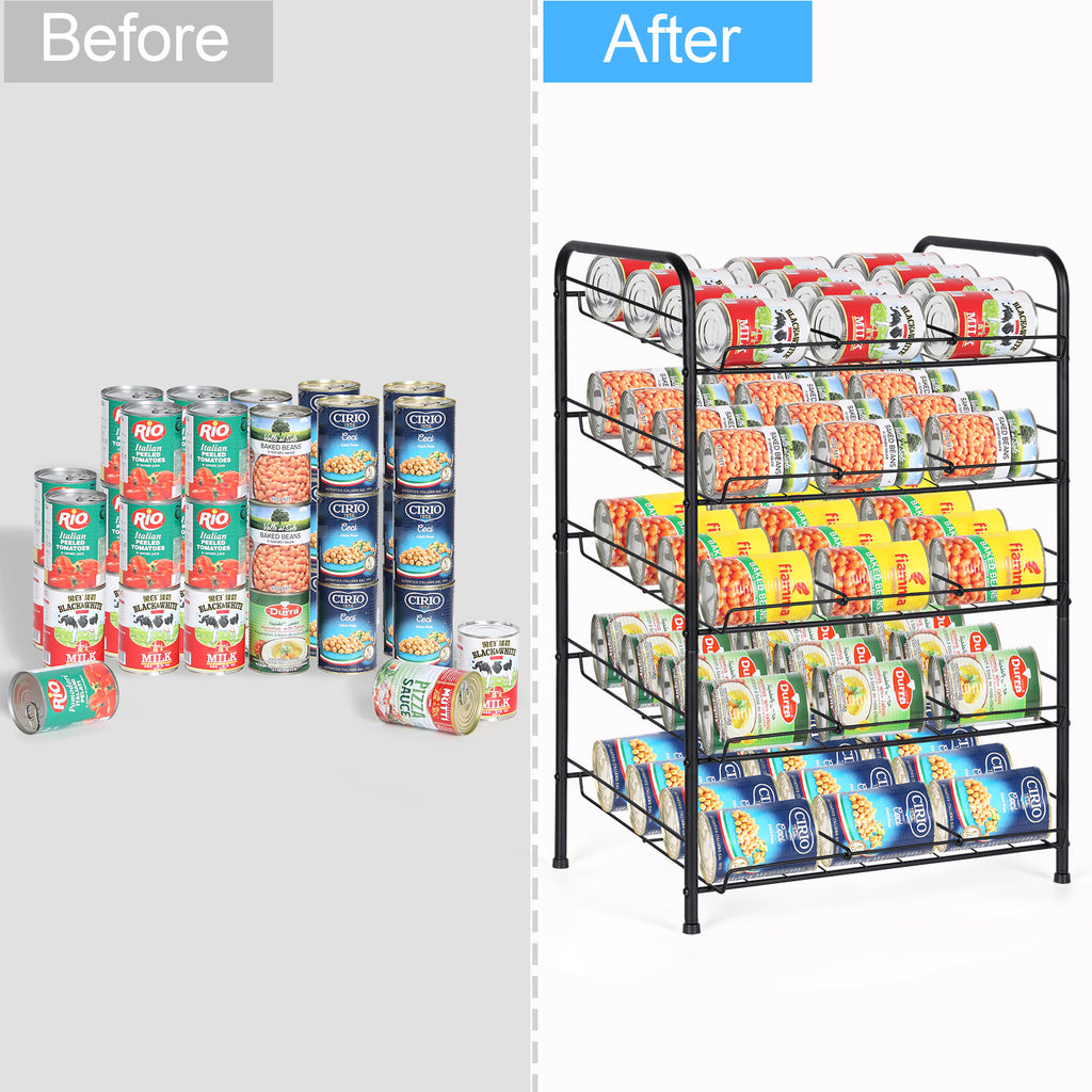 5-Tier Stackable Can Rack Organizer, Metal Pantry Can Storage Dispenser for Kitchen Cabinet