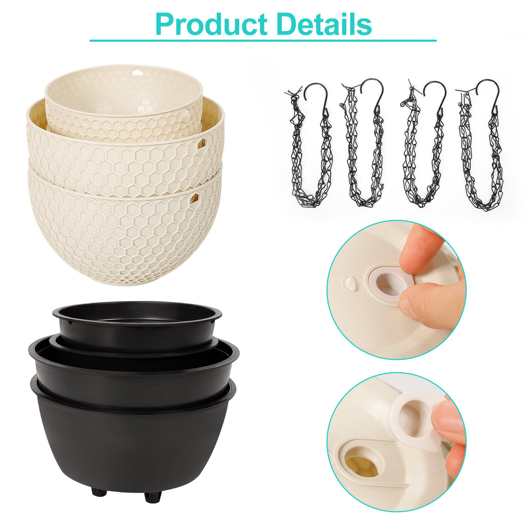 4-Piece Wall-Mounted Hanging Plant Rack with Chains