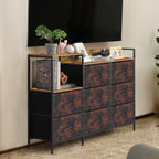 52-Inch Extra Wide Dresser with 8 Drawers & Charging Station, TV Stand for Bedroom with Fabric Storage Bins,