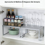 3-Tier Stackable Kitchen Cabinet Organizer - Metal Spice Rack & Pantry Storage Shelves, Space-Saving