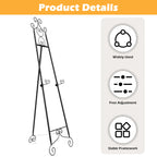 2/1-Pack 59 Inch Floor Easel for Wedding Signs, Adjustable 3-Tier Standing Display Rack for Posters and Art with Chain Support，Gold/Black
