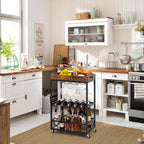 Beverage trolleys and beverage bottle racks, mobile kitchen service trolleys with storage and glass brackets, movable beverage trays, wheels and handles on trolleys, plain brown