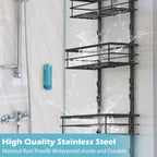 Adjustable 4 Tier Over the Door Shower Caddy, Bathroom Hanging Organizer Shelf Rustproof with Hooks, Shower Basket with Soap Holder