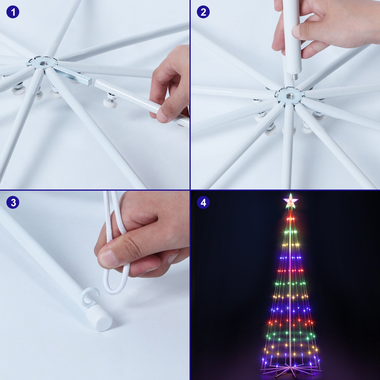 Solar-Powered Christmas Cone Tree Light, Multi-Color Outdoor LED Tree for Yard, Garden, and Patio Holiday Decoration,