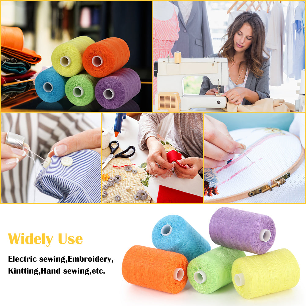 5-Color Cotton Quilting Thread Set - Versatile Sewing Machine Supplies for DIY Crafting Projects