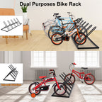 5-Bike Floor Parking Stand - Adjustable Free-Standing Storage Rack for Garage, MTB & Road Bikes