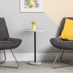 Carrara Luxe Pedestal Side Table | Modern Round Accent Tables with Genuine Marble Base
