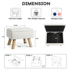 Cozy BouclÃ© Storage Ottoman | Chic Teddy Velvet Footstool with Natural Wood Legs