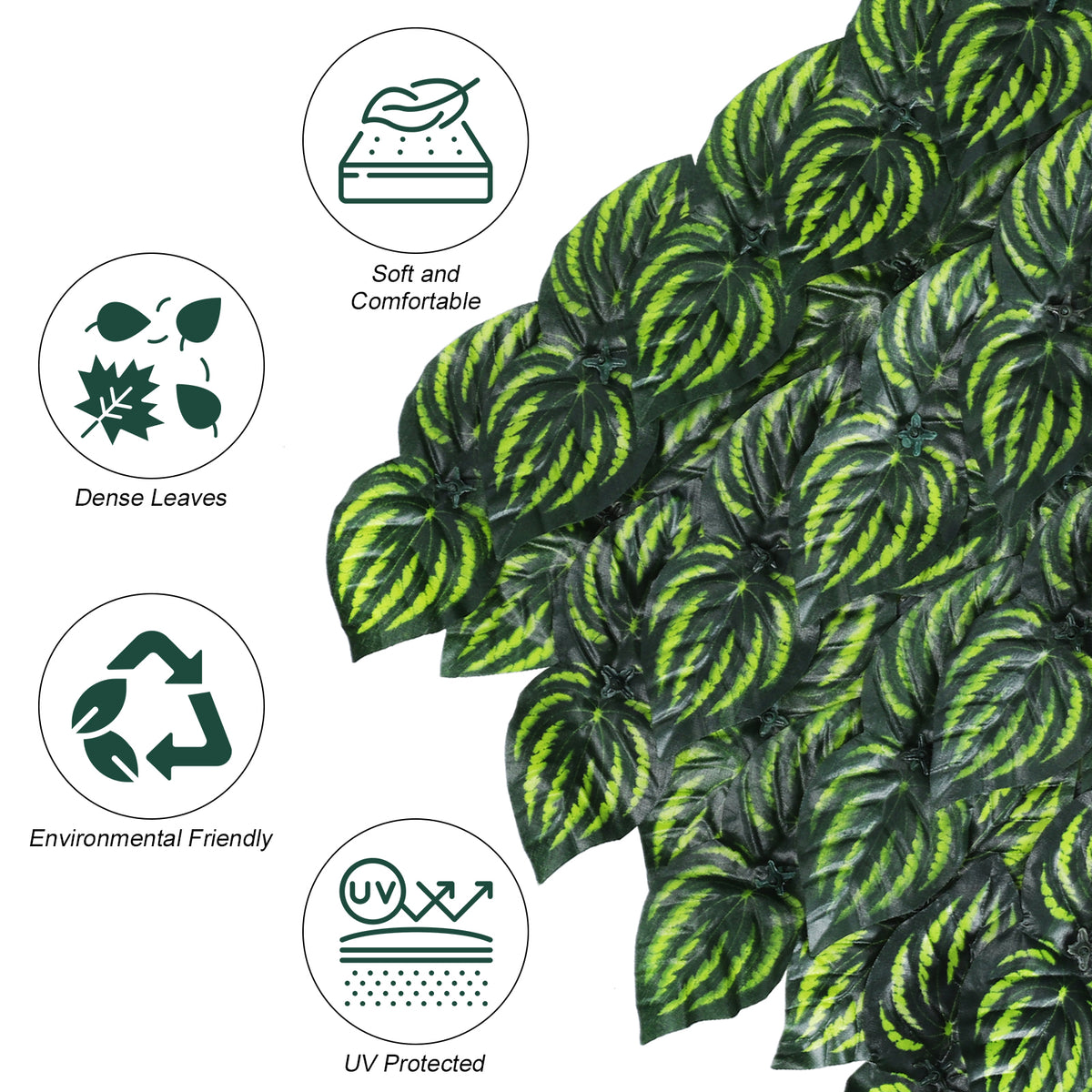 Artificial Ivy Privacy Fence Screen, Inch Artificial Faux Ivy Hedge, Expandable Faux Privacy Fence with Zip Ties Decoration for Outdoor Garden, Color Printing Watermelon Leaves