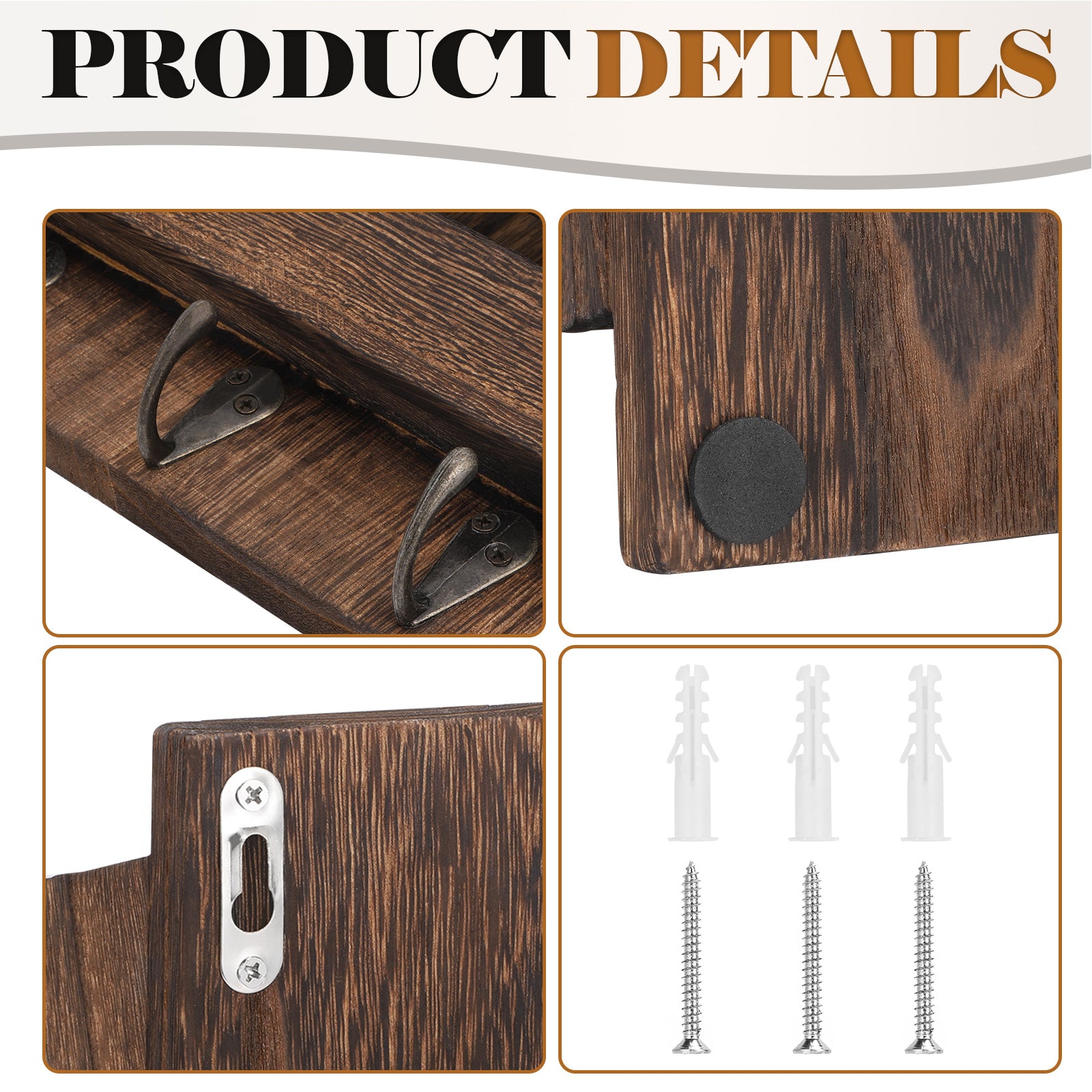 Rustic Farmhouse Wall-Mounted Mail & Key Station â€“ Dual-Tier Solid Wood Entryway Organizer