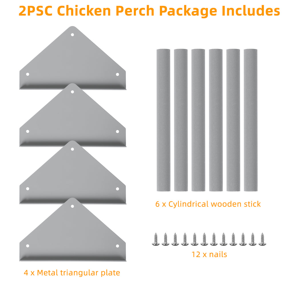 2 Pack Small Chick Perch Stand, Grey Roosting Bar for Baby Chicks & Birds, Easy-Assemble Jungle Gym Toy for Brooder, Coop, Indoor/Outdoor Use