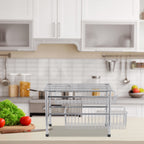 2-Tier Sliding Basket Organizer, Pull-Out Under Sink Storage Drawers for Kitchen & Bathroom