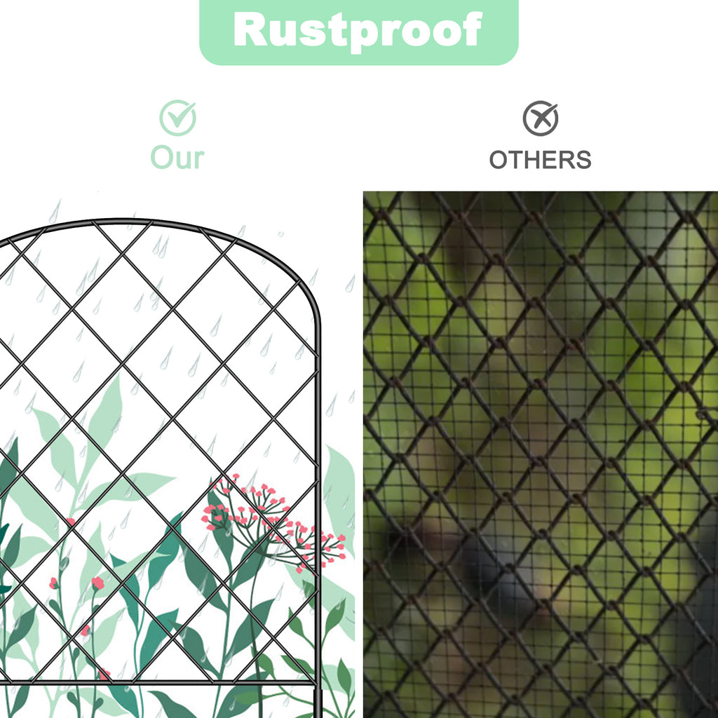 10-Pack Decorative Metal Garden Fence Panels - Rustproof No-Dig Animal Barrier - Arched Wire Edging for Flower Beds, Patio & Outdoor Decor