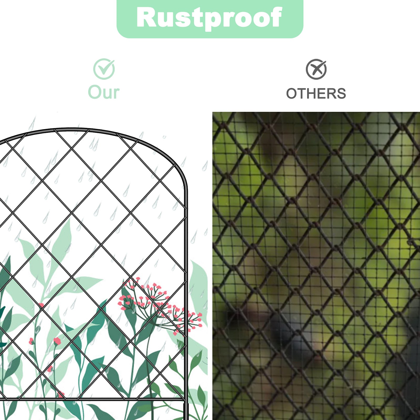 10-Pack Decorative Metal Garden Fence Panels - Rustproof No-Dig Animal Barrier - Arched Wire Edging for Flower Beds, Patio & Outdoor Decor
