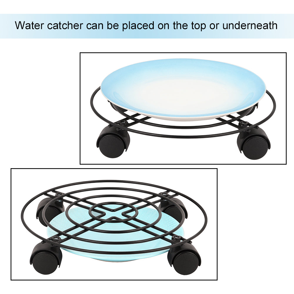 Set of 2 Heavy Duty Rolling Metal Caddy for Moving Garden Flower Pots and Indoor Outdoor Plants