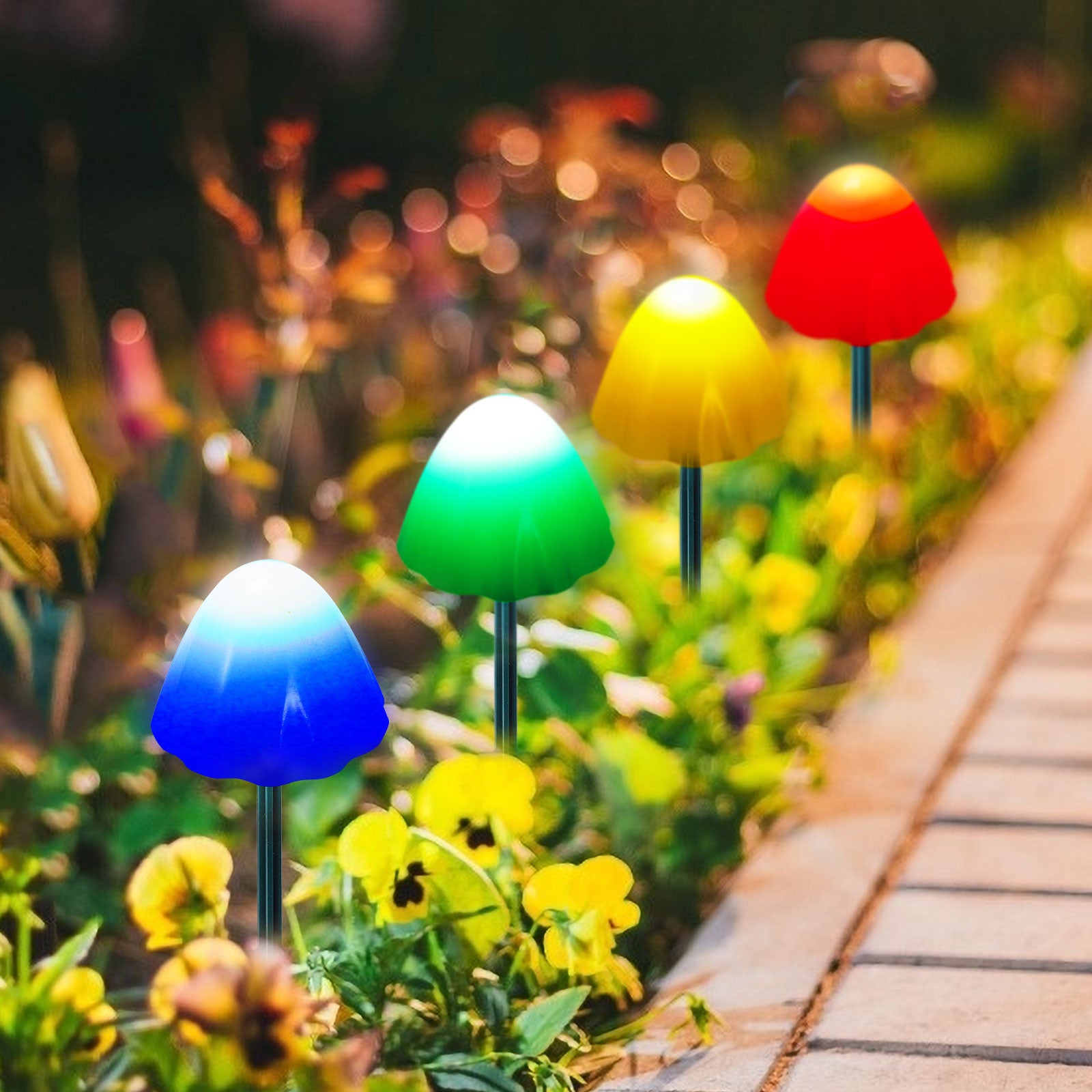 Mini Mushroom LED Solar Power Lights Garden Outdoor Party Decor Lamp Waterproof