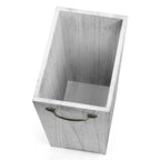 Wooden Waste Bin with Integrated Dual Metal Handles, Versatile Garbage Pail for Home or Office Use, Dark Brown/Gray-White