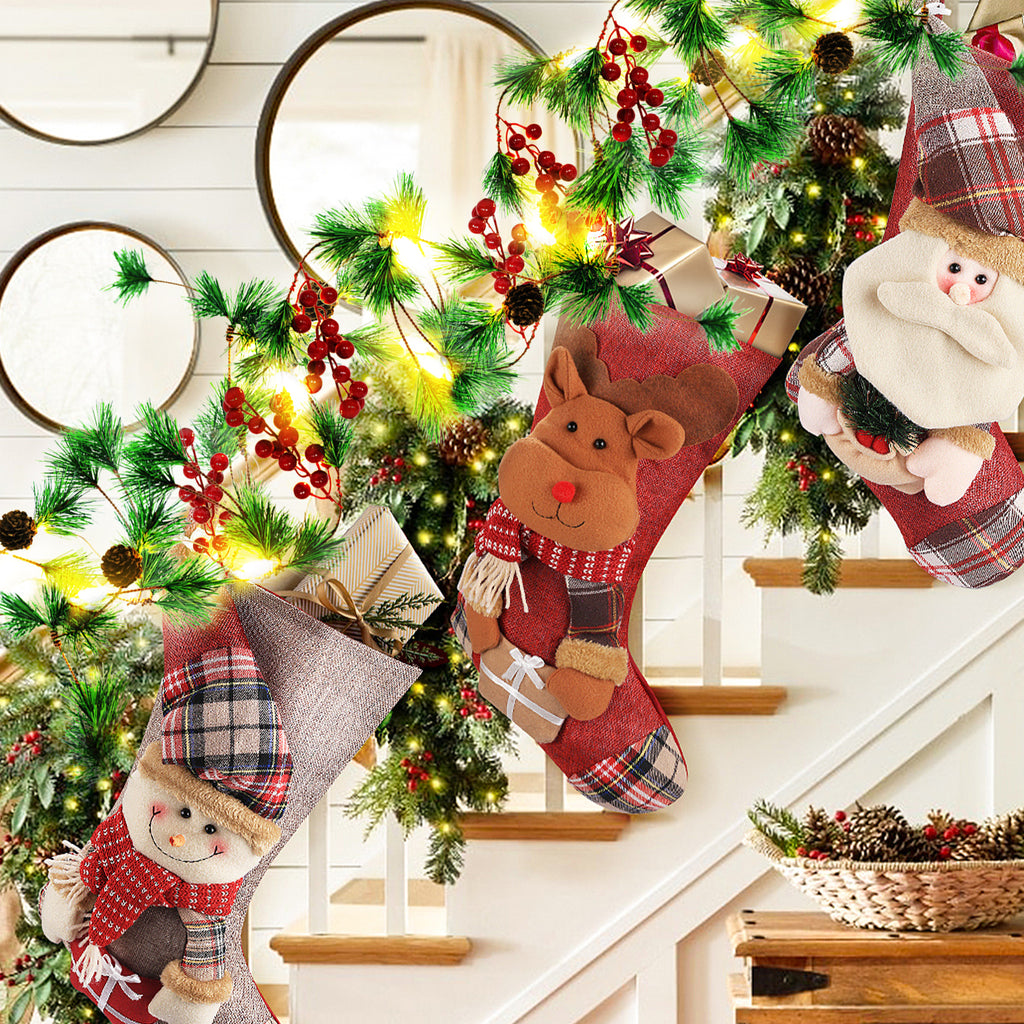Battery Operated Pine Cone Christmas Lights - LED Garland w/ Red Berries & Pine Branches
